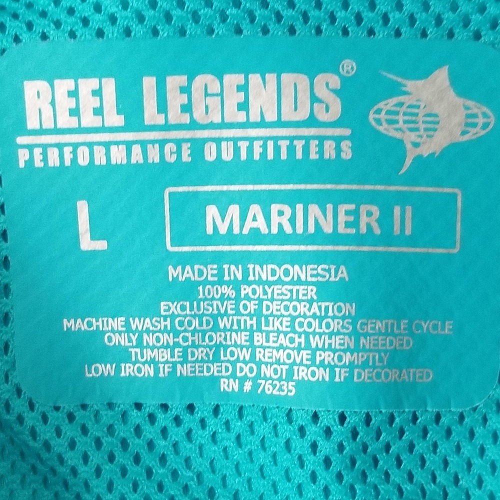 Reel Legends Mariner II Shirt Mens Large Blue Short Sleeve Fishing Vented - Picture 10 of 10